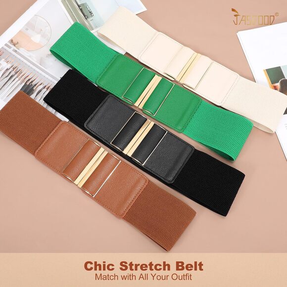 3674 4 Pack Wide Elastic Stretch Waist Belts For Women Dress Vintage main image 5